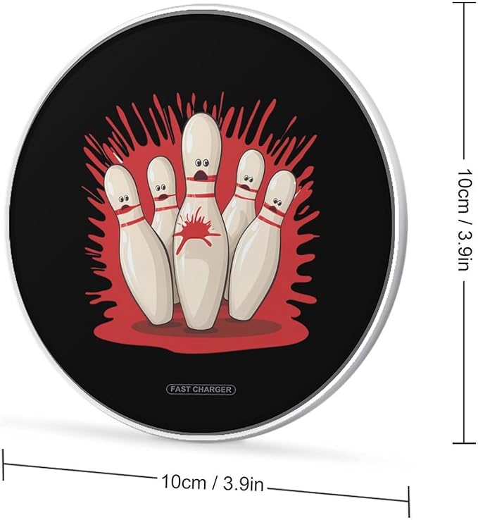Bowling Pins Funny Sport Wireless Charger Anti-Slip Wireless Charging Pad Slim Charger Mat for Men Women