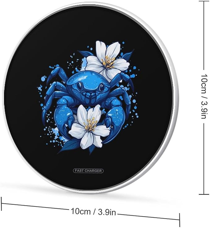 Crab Flower Wireless Charger Anti-Slip Wireless Charging Pad Slim Charger Mat for Men Women