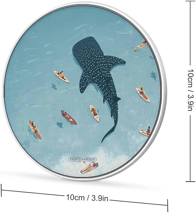 Maldives Whale Shark Fast Portable Charger 10W Funny Graphic Phone Charging Pad with USB Cable