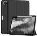 Aoub New iPad Pro 12.9 Case 6th Generation 2022 / 5th Gen 2021/ 4th Gen 2020 with Built-in Pencil Holder Auto Wake/Sleep Slim Stand Soft Back Shell Smart Cover for iPad Pro 12.9 Inch Black