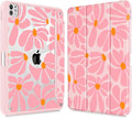 May Chen Case for iPad Pro 11-Inch M5/M4 2025/2024 (6th/5th Generation) Clear Transparent Print Back Shell Slim Stand Shockproof Tablet Cover Auto Wake/Sleep Groovy Flower