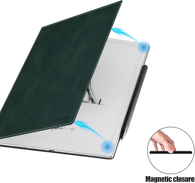Magnetic Case for 10.3 Onyx Boox Go 10.3 ePaper Tablet (2024 Released) - Ultra-Thin Lightweight PU Leather Book Folio Cover with Auto Sleep/Wake (Green)