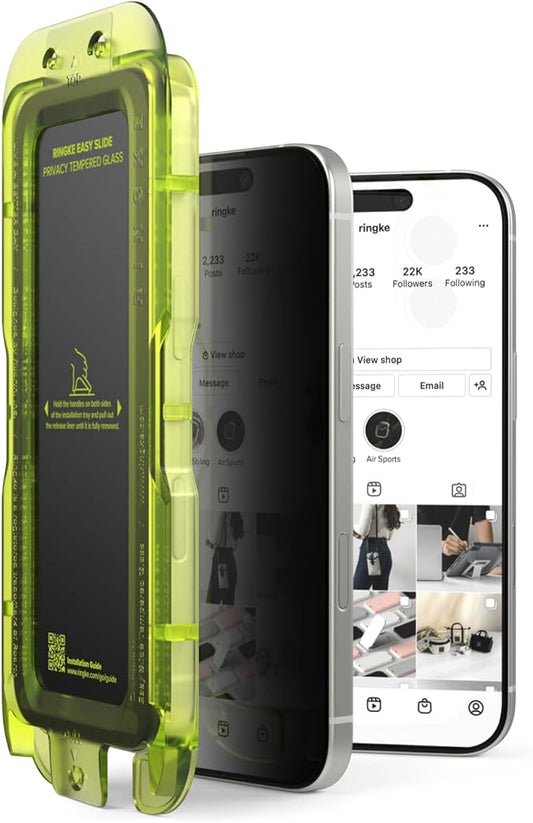 Ringke Easy Slide Privacy Tempered Glass for iPhone 17 Screen Protector [Anti Spy] Easy to Install Case Friendly Privacy Screen Protector - 2 Pack