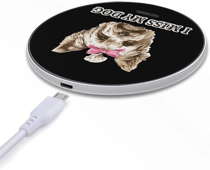 Yorkshire Terrier I Miss My Dog Fast Portable Charger 10W Funny Graphic Phone Charging Pad with USB Cable