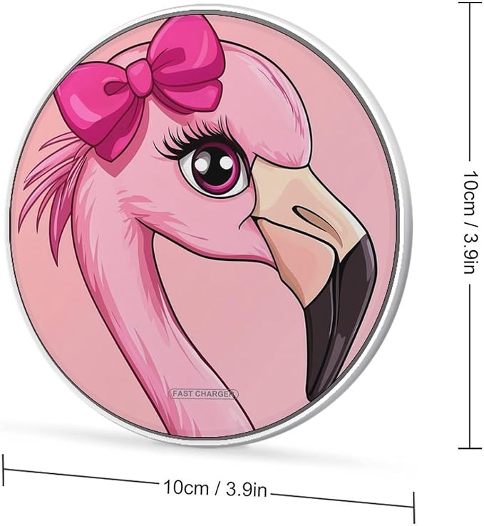 Cartoon Flamingo Wireless Charger Anti-Slip Wireless Charging Pad Slim Charger Mat for Men Women
