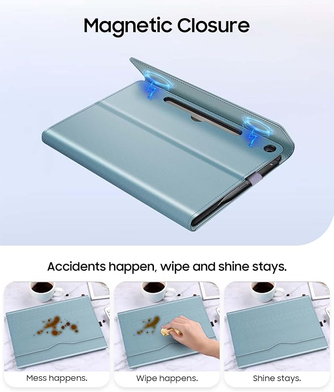 Fintie Protective Case for Microsoft Surface Pro 12 Inch (2025) Multi-Angle Viewing Portfolio Business TPU Back Cover with Pocket &amp Stylus Holder Compatible with Type Cover Keyboard (Ocean Blue)