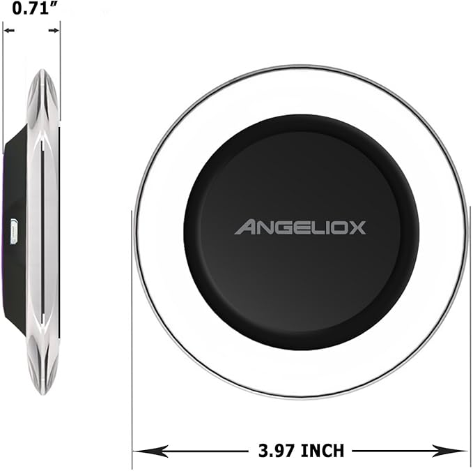 ANGELIOX Wireless Charger with Wireless Charging Receiver for Charging iPhone 7/7 Plus / 6/6 Plus / 6s / 5Se / 5s / 5c / 5 and All Qi-Enabled Phones (Qi Receiver Included)