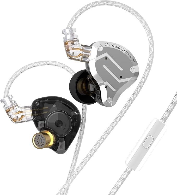 KZ ZS10 Pro Gaming Earbuds 4BA 1DD Gaming Wired Earbuds with Mic IEM Headphone Multi Driver HiFi Monitor Headphones KZ in Ear Earphoner with 2PIN IEM Cable All in One Button (Black with Mic)