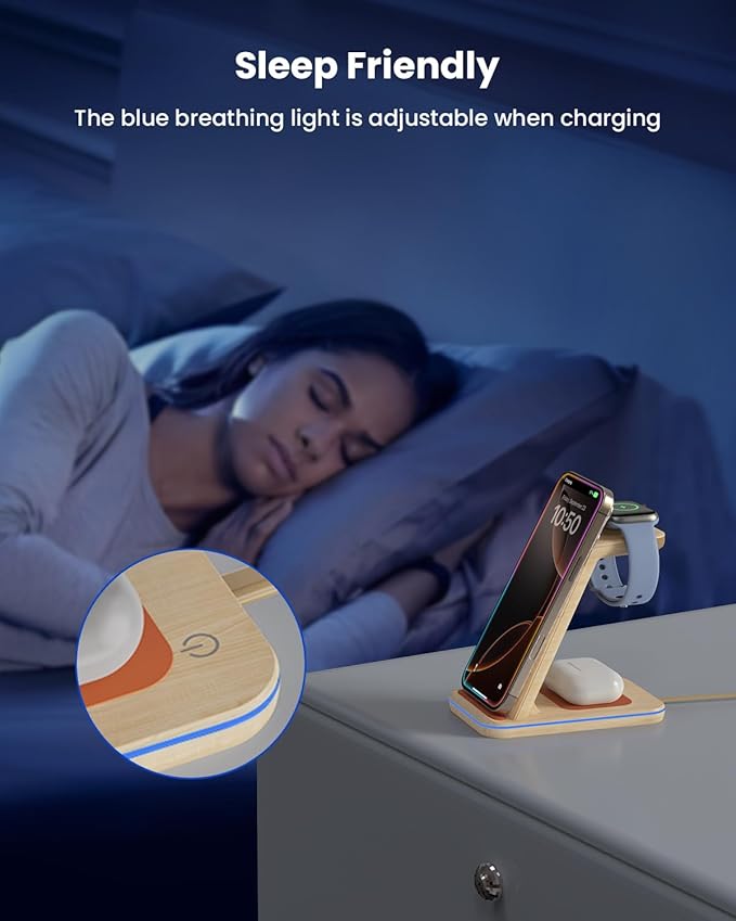 3 in 1 Wireless Charging Wireless Charger Stand for Multiple Apple Devices Wireless Charger for iPhone 17 16 15 14 13 12 11 Pro Max XS XR 8 Apple Watch 11 9 8 7 6 SE 5 4 3 2 AirPods 3/2/Pro