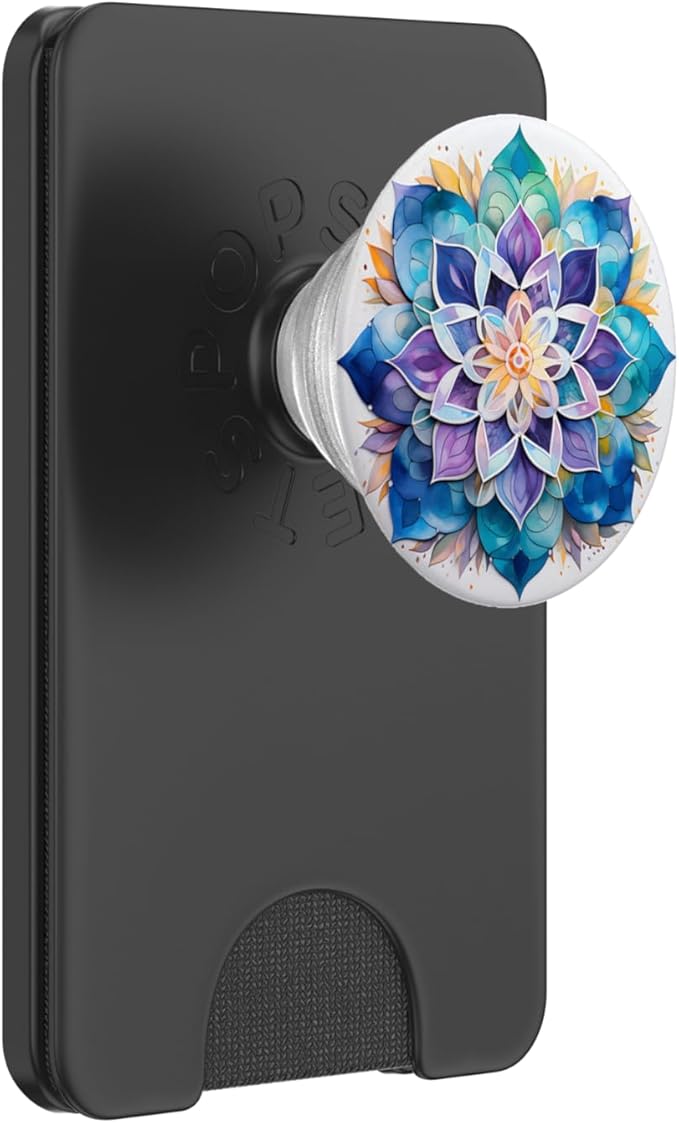 Colorful Mandala Purple Blue Watercolor Design PopSockets PopWallet for MagSafe