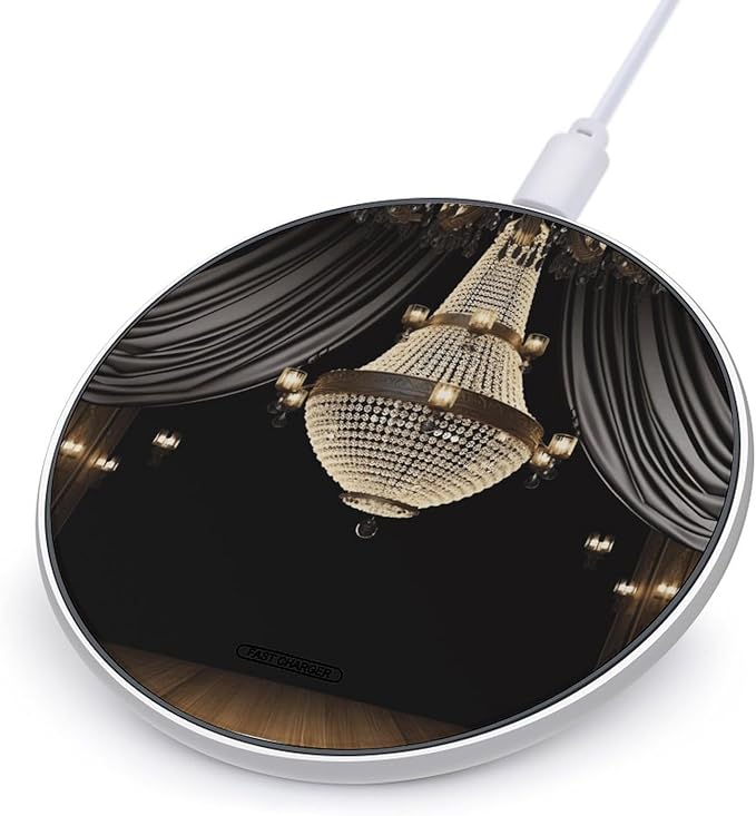 Ball Room Chandelier Wireless Charger Fast Wireless Charging Pad with USB Cable 10W Anti-Slip Magnetic Wireless Charger Portable Slim Charger Puck Travel Charging Station