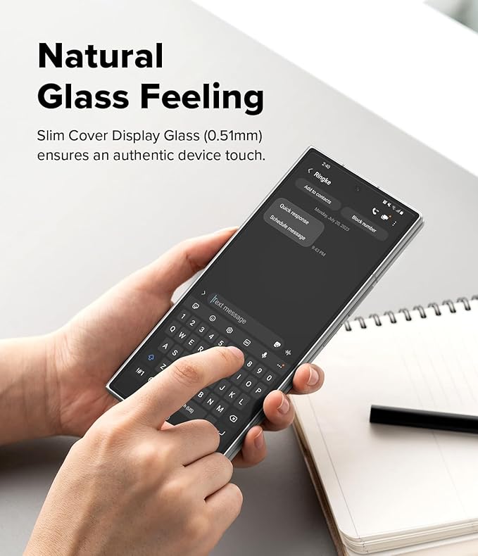 Ringke Cover Display Easy Slide [Super Easy to Install] Compatible with Samsung Galaxy Z Fold 7 Screen Protector for the Outer Display Case Friendly Shatterproof Front Tempered Glass - 2 Pack