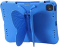 Butterfly Kids Case for iPad Air 13 Inch M3/M2 (2025/2024) iPad Pro 13 M5/M4 (2025/2024) iPad Pro 12.9 (2022/2021/2020/2018) 3D Cartoon EVA Foam Shockproof Stand Cover for Girls - Blue