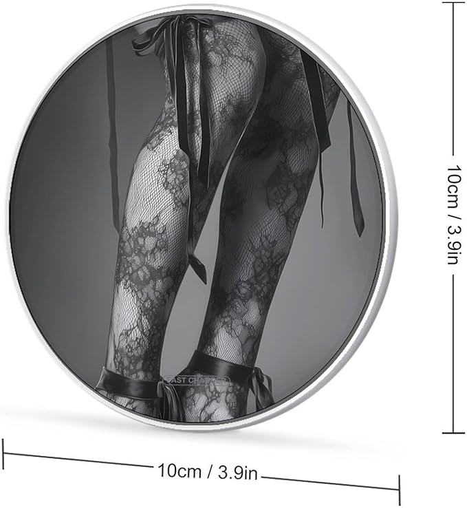 High Heels Black Lace Stockings Fast Portable Charger 10W Funny Graphic Phone Charging Pad with USB Cable