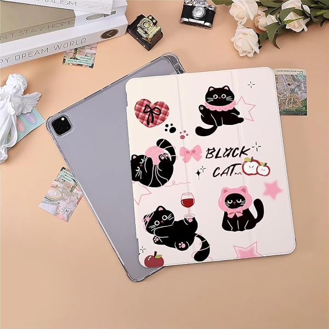 Cute black cats pink plaid bows