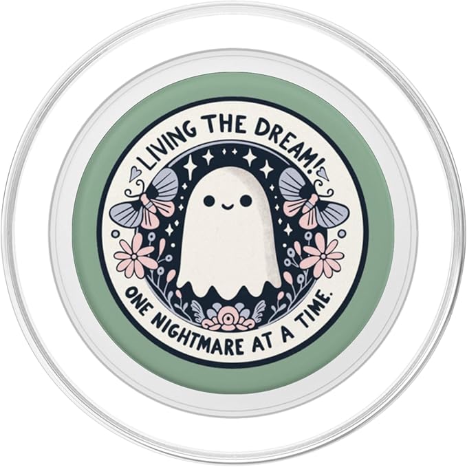 Spooky Ghost Dark Humor Living The Dream Bookish Reading PopSockets PopGrip for MagSafe