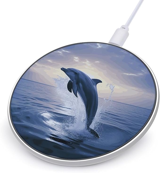 Elegant Dolphin Wireless Charger Fast Wireless Charging Pad with USB Cable 10W Anti-Slip Magnetic Wireless Charger Portable Slim Charger Puck Travel Charging Station