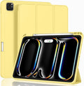 ZryXal New iPad Pro 13 Inch Case (M5) 2025 / (M4) 2024 with Pencil Holder Smart iPad Case [Support Pencil Pro and Pencil (USB-C)] Support Touch ID and Auto Wake/Sleep (New Yellow)