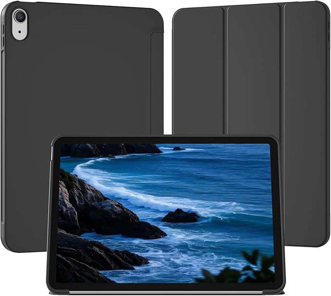 Case for iPad Air 11 Inch (M4/M3/M2 2026/2025/2024) for iPad Air 5th/4th Gen 10.9 Inch Without Pencil Holder Slim Folio Trifold Stand Cover with Soft TPU Back Auto Wake/Sleep Black