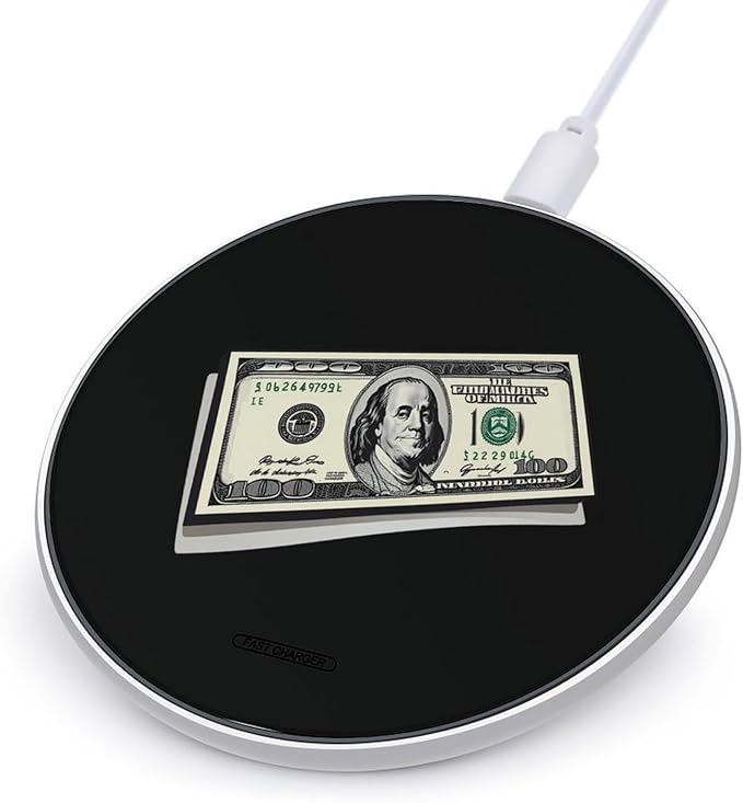 $100 Dollar Bill Wireless Charger Anti-Slip Wireless Charging Pad Slim Charger Mat for Men Women