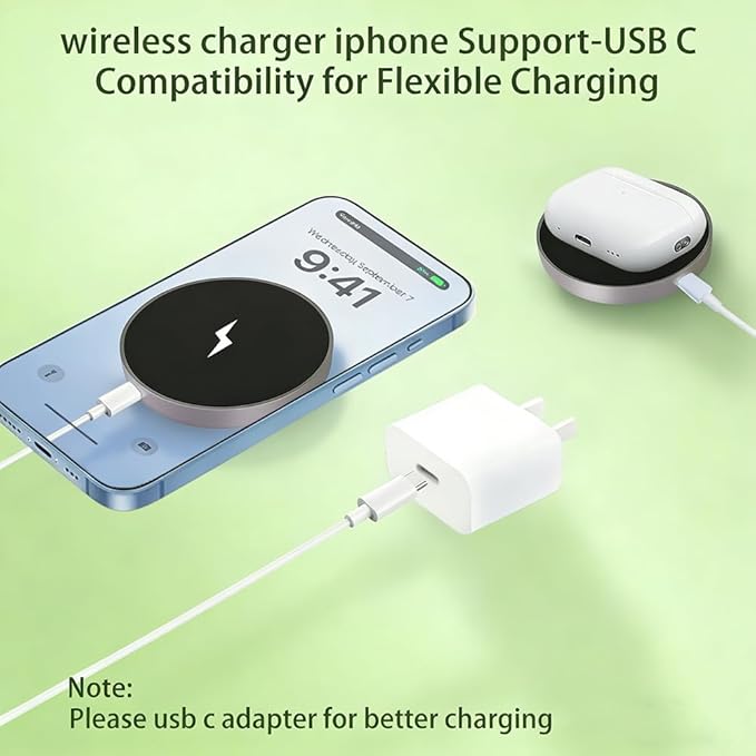 Wireless Charger Pad 2 Pack 15W Panda Magnetic Wireless Phone Charger for iPhone 17/16/15/14/13/12 Pro Max Plus and Airpods 4/3/2 Pro&ampMetal Wireless Charger for Office Desk for Nightstand for Tra