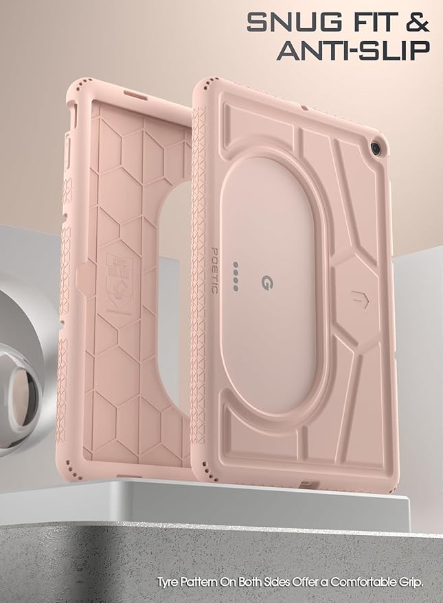 Poetic TurtleSkin Series for Google Pixel Tablet Case 11 inch (2023) Heavy Duty Shockproof Rugged Kids Friendly Drop Protection Silicone Cover Case Rose