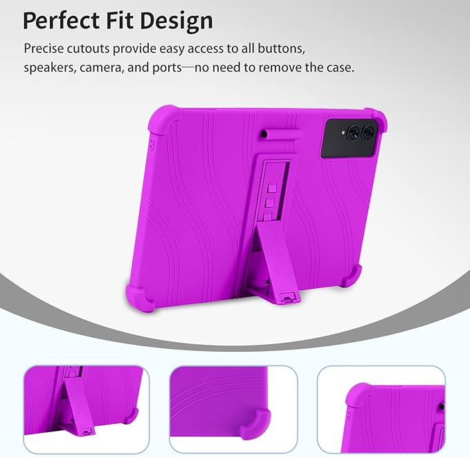 Case for TECLAST T65 13.4-Inch Tablet – Shockproof Silicone Protective Cover with Kickstand Drop-Resistant Business Style (Purple)