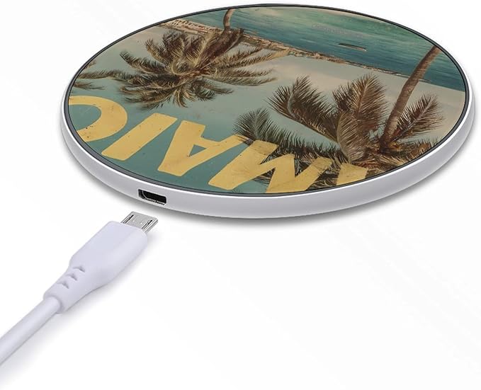 Vintage Jamaica Travel Fast Portable Charger 10W Funny Graphic Phone Charging Pad with USB Cable
