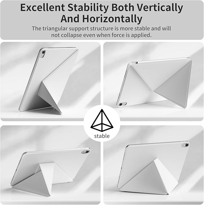 for iPad A16 Case iPad 11th/10th Generation Case (2025/2022) Removable Magnetic Cover Ultra Slim Shockproof Adjustable Portrait/Landscape Stand with Raised Screen View Auto Sleep/Wake Gray