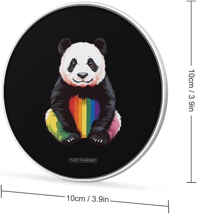 Rainbow Panda Wireless Charger Anti-Slip Wireless Charging Pad Slim Charger Mat for Men Women