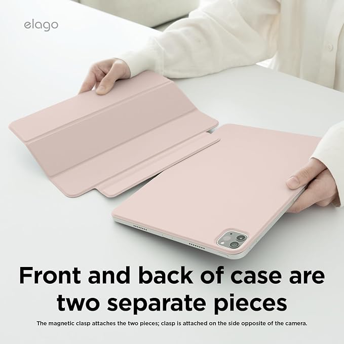 elago Magnetic Folio Case for iPad Pro 13 inch Cover (M5 M4) - Back Plate can be Attached to Metal Materials Wake/Sleep functionality Compatible with Apple Pencil 2 [Sand Pink]