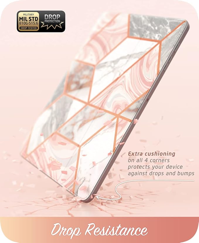 i-Blason Cosmo Case for Samsung Galaxy Tab S7 FE 12.4 2021 Release Only Full-Body Trifold with Built-in Screen Protector Protective Smart Cover with Auto Sleep/Wake &amp Pencil Holder (Marble)