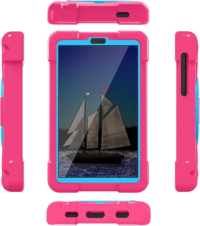 Compatible with Samsung Galaxy Tab A7 Lite T220/T225 Tablet CaseRugged Kids Case with Stand Lightweight Shockproof Kids Friendly Tablet Cover Rose Red+Blue