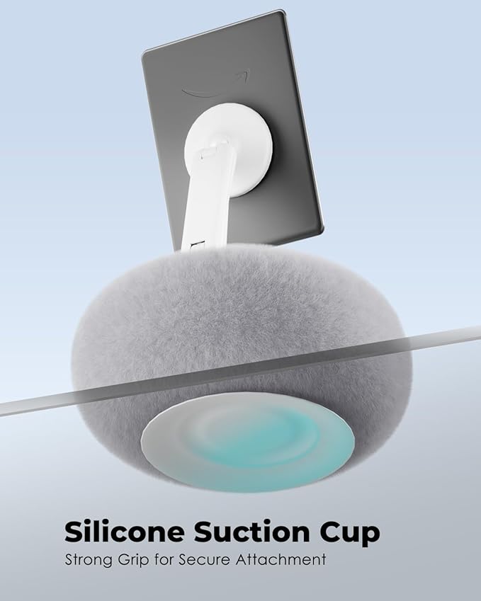 Viozon Phone Holder for Bed Magnetic Pillow Stand Compatible with 4-7 Phone/Kindle with Small Storage Removable Suction Base for Stability Idea for Kindle Reading and Video Watching On BedGrey