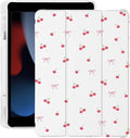 Cute Kawaii Cherry Bow for iPad Air 3 Case with Pencil Holder Auto Sleep/Wake Leather Soft TPU Back Cover for iPad Pro 10.5 Inch 2017