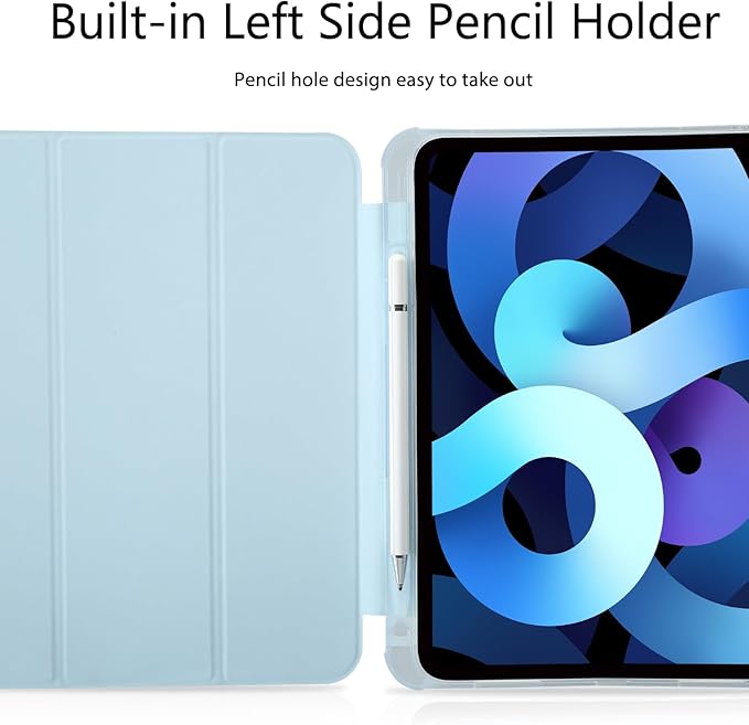 Cute Blue Daisy Clusters for iPad Air 5/Air 4 Case (10.9 Inch2022/2020) Air 5th/4th Gen[Pencil Holder+Auto Sleep/Wake]Slim Stand Soft Leather TPU Back Smart CoverBlue