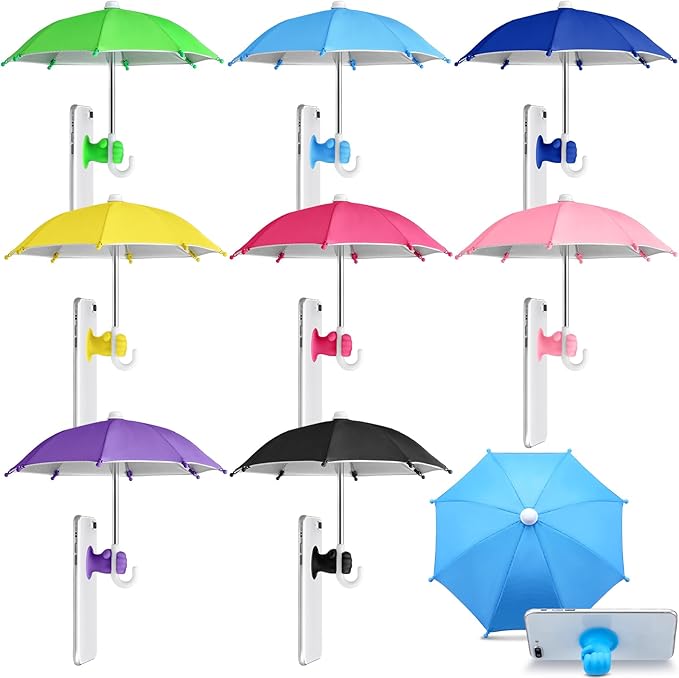 8 Sets Phone Umbrella for Sun Phone Umbrella Cell UV Protection Adjustable Sunshade with Hand Style Suction Cup Outdoor Sun Shield Sunshade for Summer Beach Holiday (Lovely)