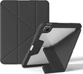 Case for iPad Pro 11 inch (4th/3rd/2nd Generation) 2022/2021/2020 with Clear Back Multi-Angle Stand Soft Silicone &amp Shockproof Tablet Protective Case (Black)