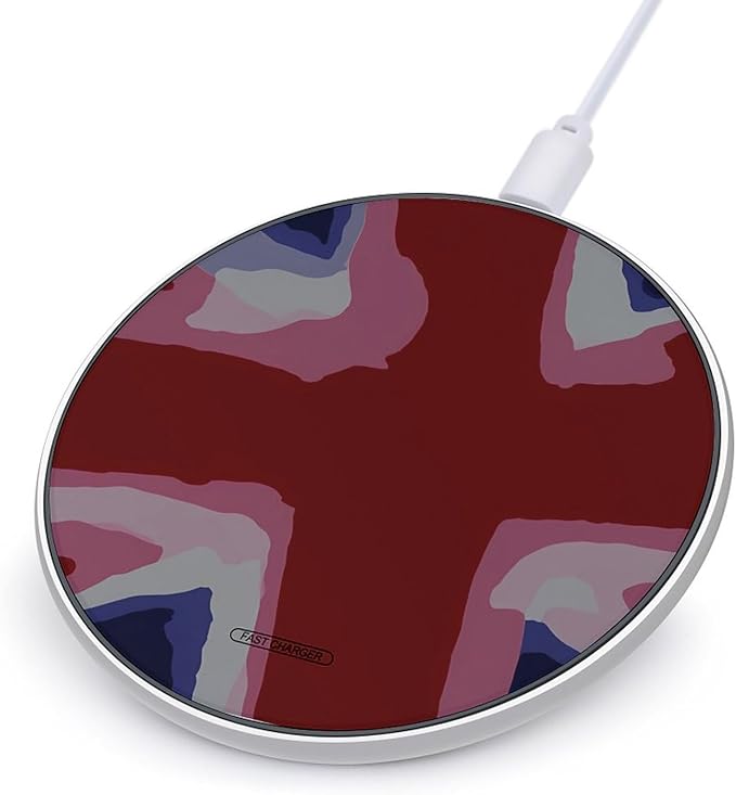 Watercolor British Britain Flag Phone Charger Magnetic Charging Pad Anti-Slip with USB Cable