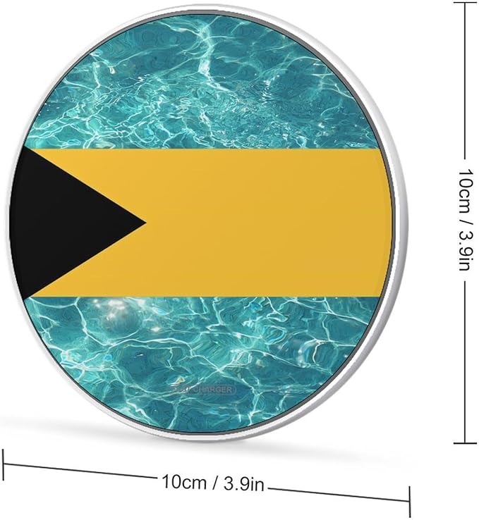 Bahamas Flag Ocean Wave Fast Portable Charger 10W Funny Graphic Phone Charging Pad with USB Cable