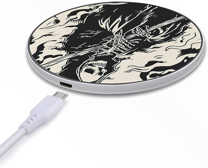 Grims Reapers Scythe Fast Portable Charger 10W Funny Graphic Phone Charging Pad with USB Cable