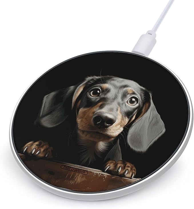 Pad Dachshund Wireless Charger Fast Wireless Charging Pad with USB Cable 10W Anti-Slip Magnetic Wireless Charger Portable Slim Charger Puck Travel Charging Station