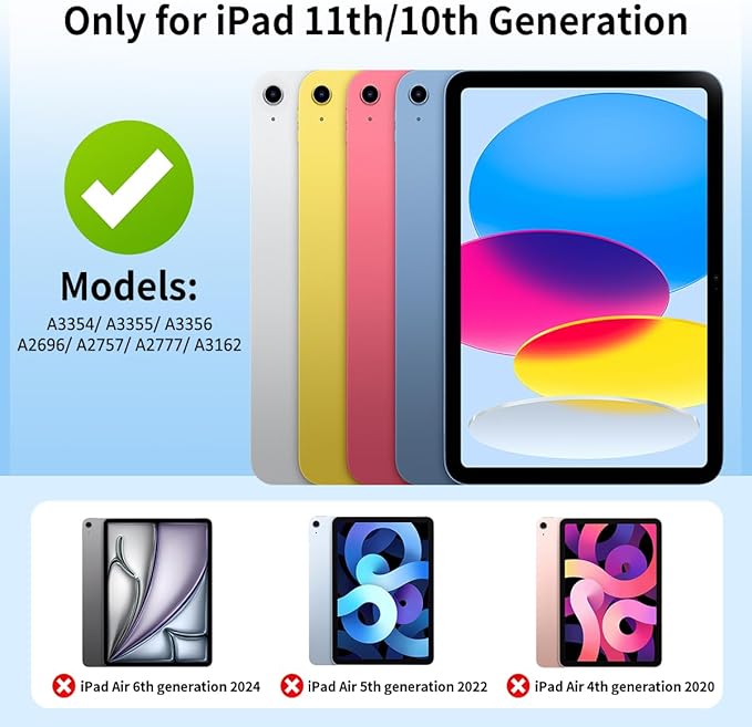 for iPad (A16) 11th Generation 11 Inch 2025/ 10th Generation 10.9 Inch 2022 Hybrid Case with Pencil Holder | Detachable Magnetic Cover | Portrait/Landscape Stand | Clear Hard Back Gray
