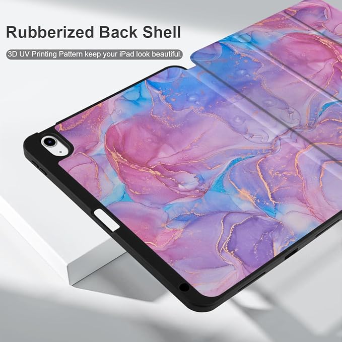 MEEgoodo for M4/M3/M2 iPad Air 11 inch Case 2026 2025 2024Case for iPad Air 5th Generation/iPad Air 4th Gen 10.9 inch 2022 2020 Tablet Cover with Soft TPU Back Shell Pink Marble Texture