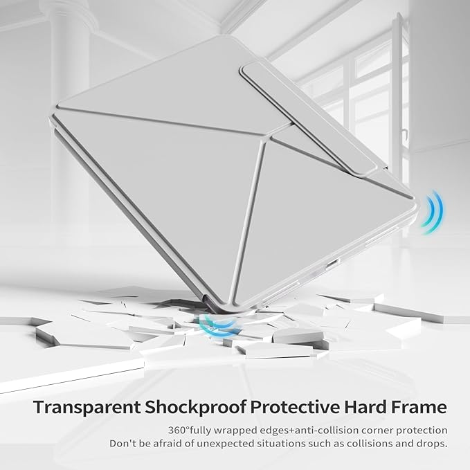 kenke Case for iPad Air 11 Inch M4/M3/M2 (2026/2025/2024) iPad Air 5th/4th Generation 10.9 Inch (2022/2020) with Clasp Slim Multi Angle Stand Cover with Pencil Holder Magnetic Back Light Gray