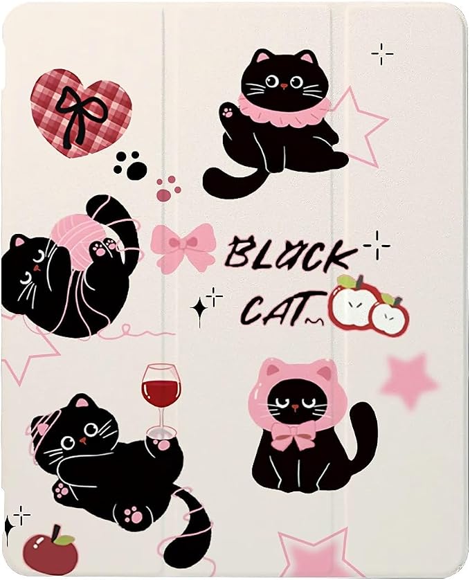 Cute black cats pink plaid bows