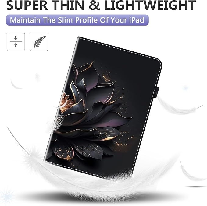 Dteck Case for Amazon Fire HD 10 Tablet (9th/7th/5th Generation2019/2017/2015 Release)PU Leather Stand Folio Case with Pen Holder Elastic Band Protective Auto Wake/Sleep Wallet CaseLotus