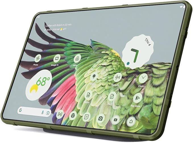 Case and Travel Cover for Google Pixel Tablet (2023) Nakedcellphone Special Ops Rugged Shield and Hard Shell View Stand Companion - Olive Green