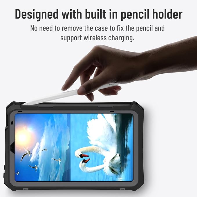 for iPad mini 6 Case/iPad mini 7 (A17 Pro) Case Waterproof Case for iPad mini 7th Generation 2024/iPad Mini 6th Generation 2021 8.3-inch Full Body Protective with Pencil Holder