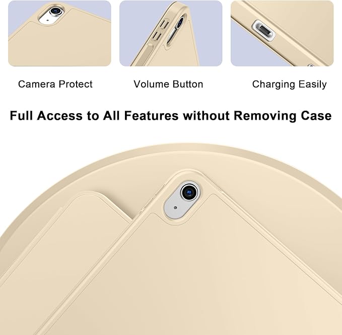 Case for iPad (A16) 11 Inch 2025/iPad 10th Generation 10.9 Inch 2022 Slim Trifold Stand Protective Cover with Pencil Holder and Soft TPU BackSupport Auto Sleep/Wake (Champagne Gold)